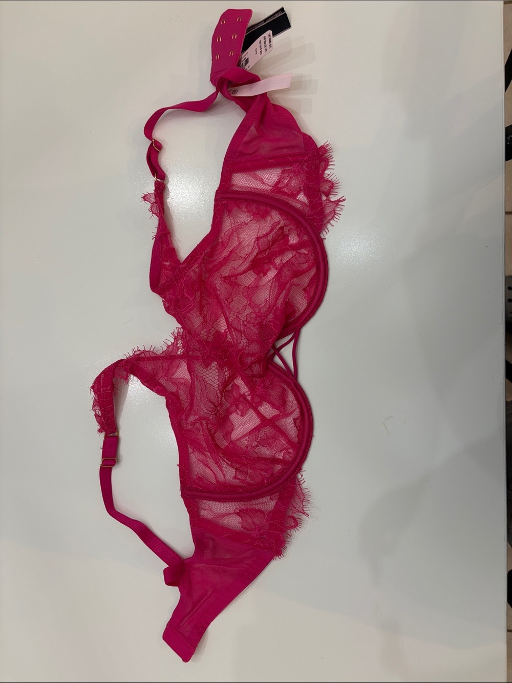 Victoria's Secret Very Sexy Hot Pink Sheer Lace Underwire Bra -NWT